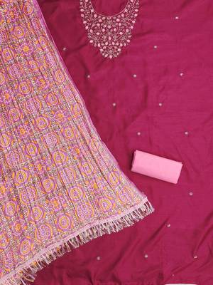 floral embroidered unstitched dress material 4