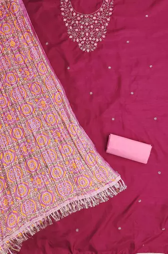 floral embroidered unstitched dress material