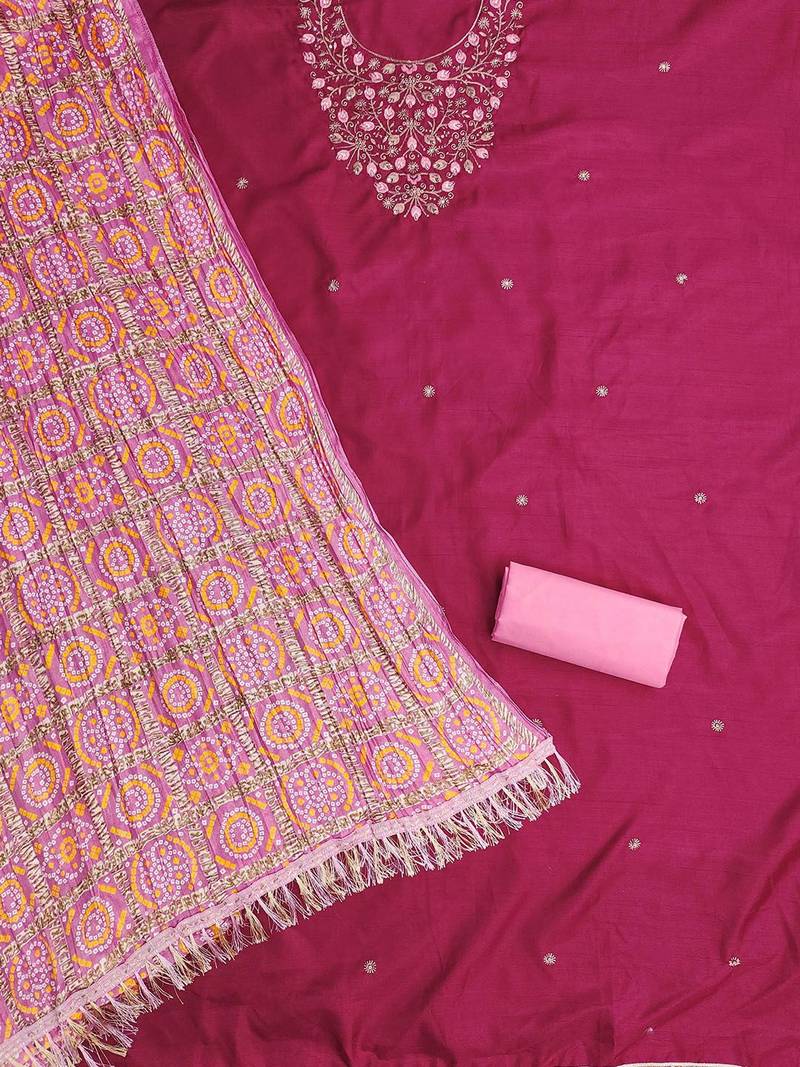 floral embroidered unstitched dress material