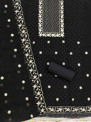 ethnic motifs embroidered thread work detailed unstitched dress material 3