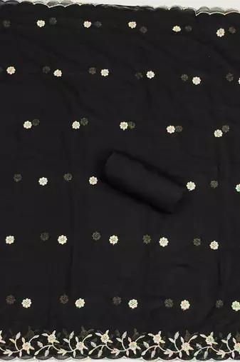ethnic motifs embroidered thread work detailed unstitched dress material