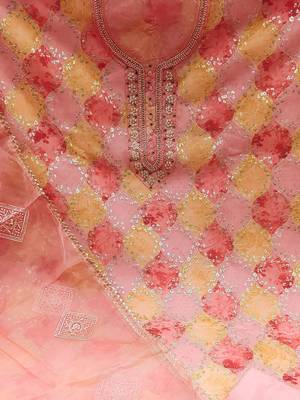 embroidered sequined organza unstitched dress material 4