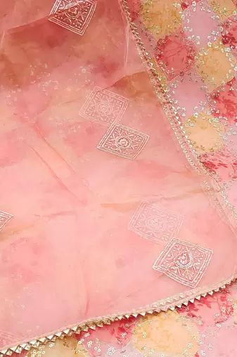 embroidered sequined organza unstitched dress material