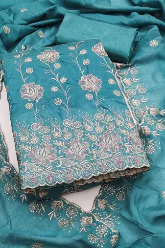 embroidered unstitched dress material