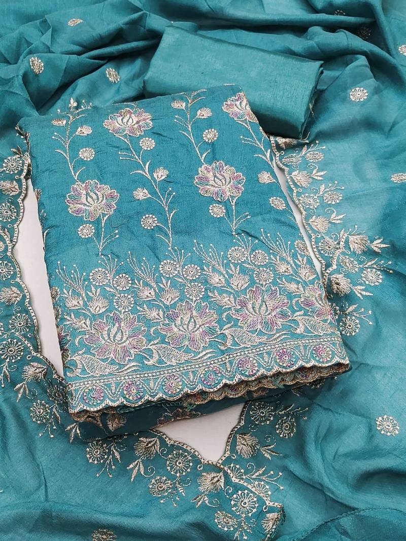 embroidered unstitched dress material