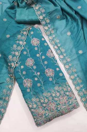 embroidered unstitched dress material