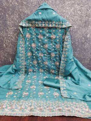 embroidered unstitched dress material 3