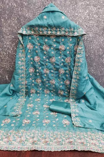 embroidered unstitched dress material
