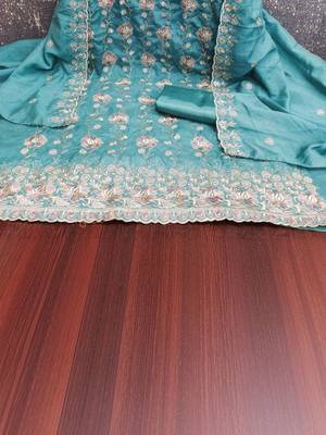 embroidered unstitched dress material 4