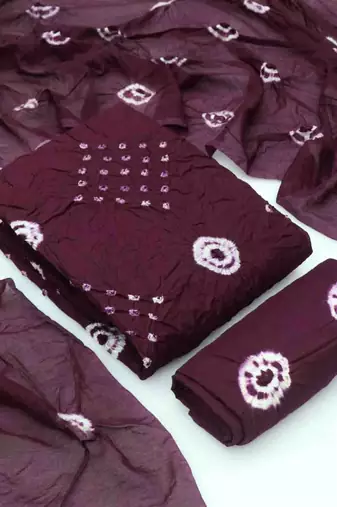 bandhani dyed unstitched dress material