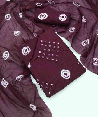 bandhani dyed unstitched dress material 2