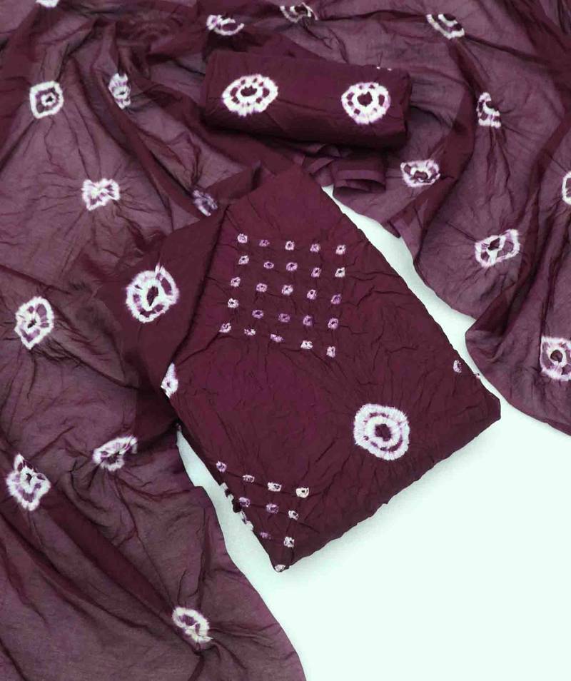 bandhani dyed unstitched dress material
