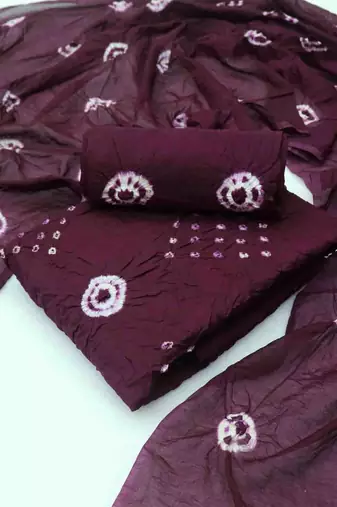 bandhani dyed unstitched dress material