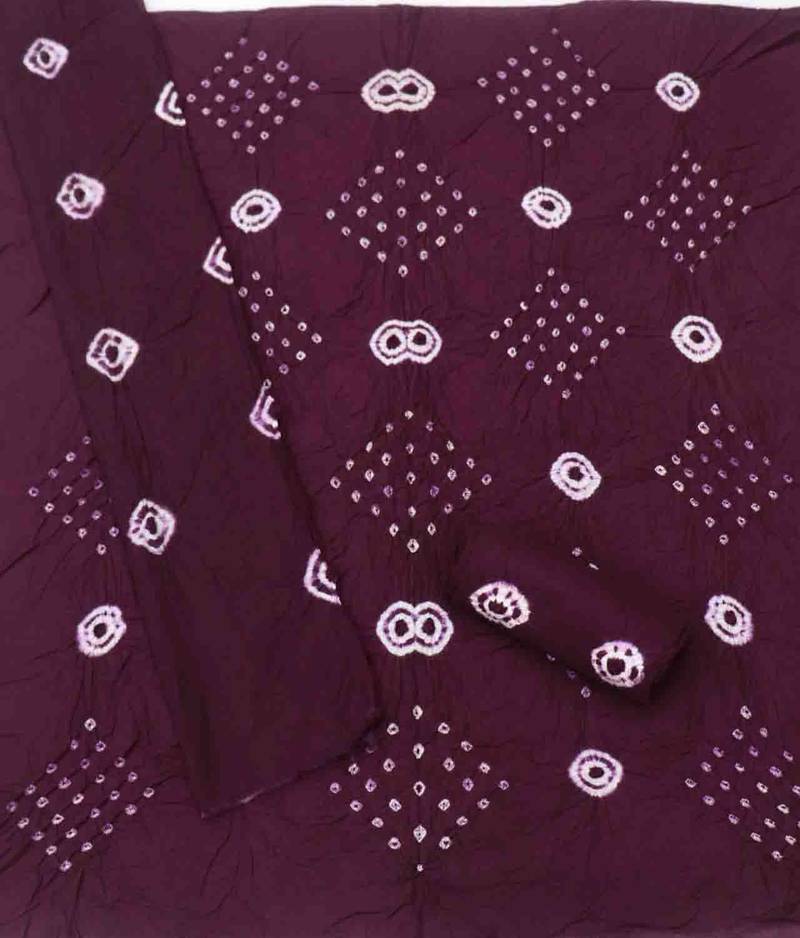 bandhani dyed unstitched dress material