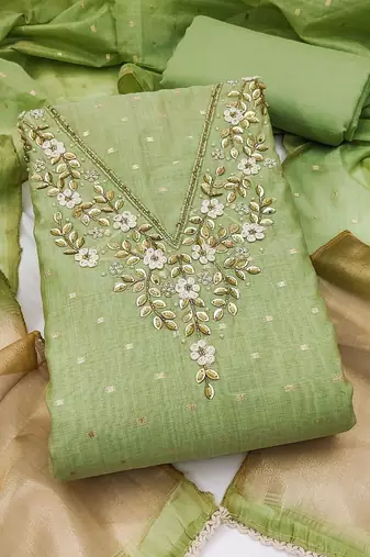embellished unstitched dress material