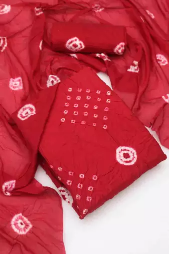 bandhani dyed unstitched dress material