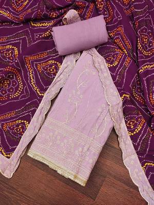 floral embroidered thread work roman cotton unstitched dress material 1