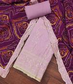 floral embroidered thread work roman cotton unstitched dress material