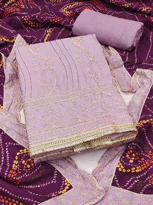 floral embroidered thread work roman cotton unstitched dress material 2