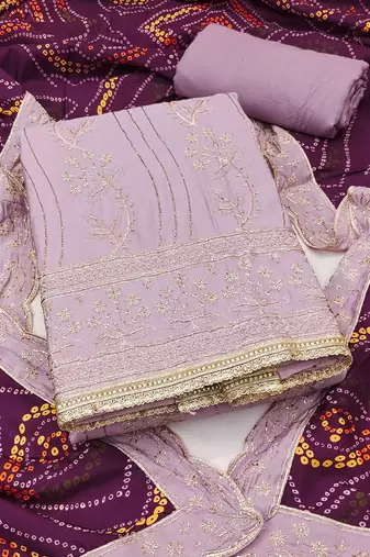 floral embroidered thread work roman cotton unstitched dress material