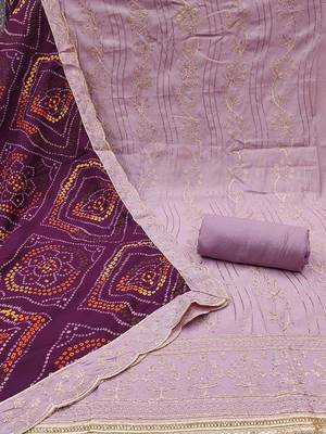 floral embroidered thread work roman cotton unstitched dress material 3