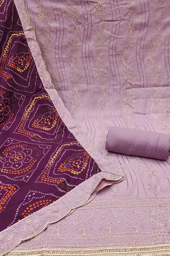 floral embroidered thread work roman cotton unstitched dress material