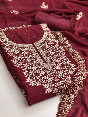 embroidered unstitched dress material 1