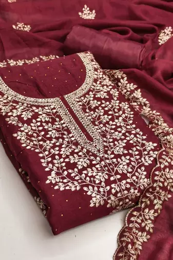 embroidered unstitched dress material