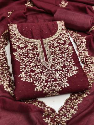embroidered unstitched dress material 2