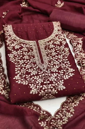 embroidered unstitched dress material