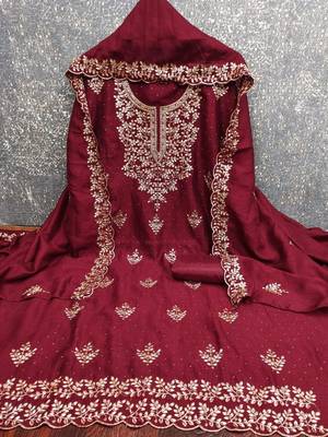 embroidered unstitched dress material 3