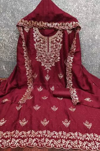 embroidered unstitched dress material