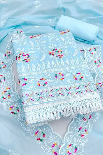 embroidered unstitched dress material