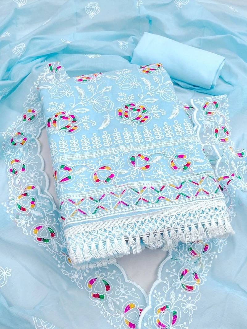 embroidered unstitched dress material