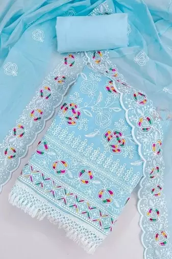 embroidered unstitched dress material