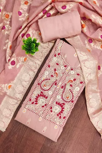 embroidered cotton unstitched dress material