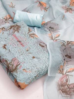 embroidered unstitched dress material 1