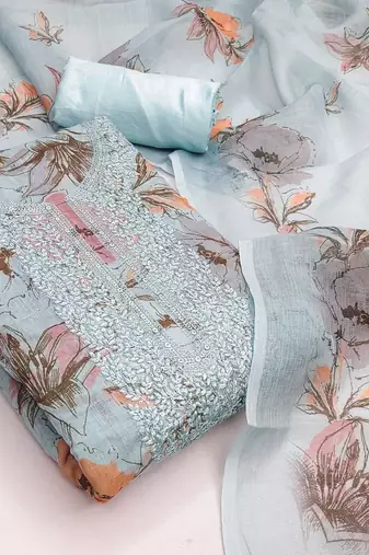 embroidered unstitched dress material