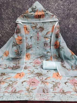 embroidered unstitched dress material 2