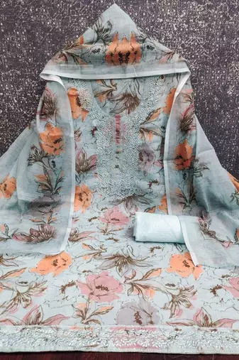 embroidered unstitched dress material