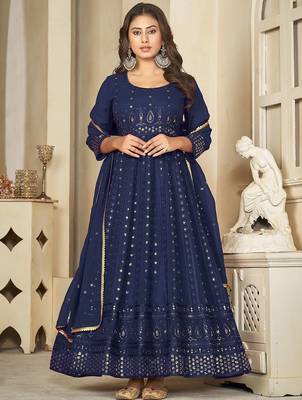 embroidered semi-stitched dress material 1