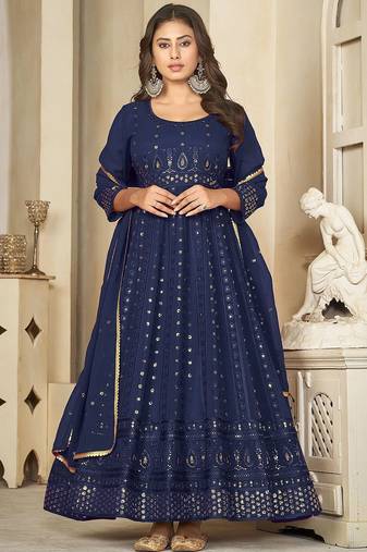 embroidered semi-stitched dress material