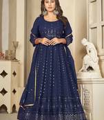 embroidered semi-stitched dress material