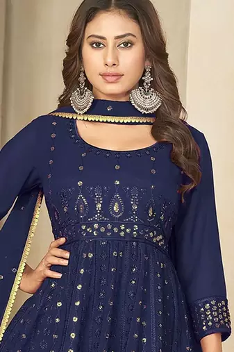 embroidered semi-stitched dress material
