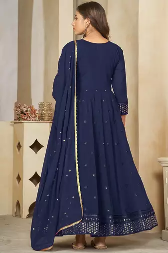 embroidered semi-stitched dress material