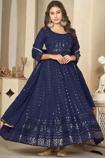 embroidered semi-stitched dress material