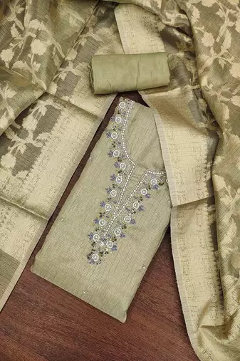 floral embroidered breads work unstitched dress material