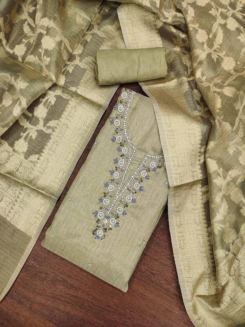 floral embroidered breads work unstitched dress material