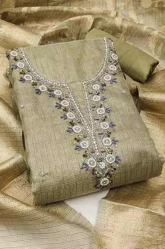 floral embroidered breads work unstitched dress material