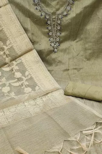 floral embroidered breads work unstitched dress material